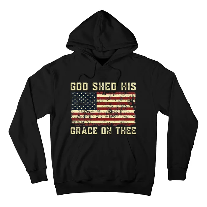 God Shed His Grace On Thee Patriotic American Flag Hoodie