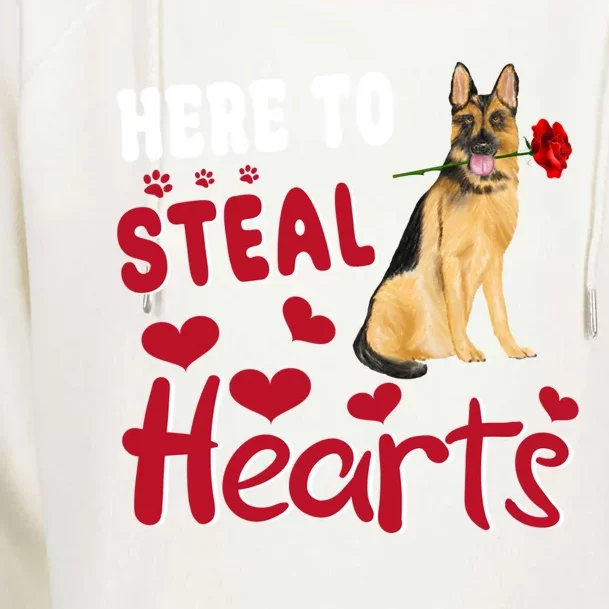 Ger Shepherd Here To Steal Hearts Dog Valentines Day Gift Womens Funnel Neck Pullover Hood