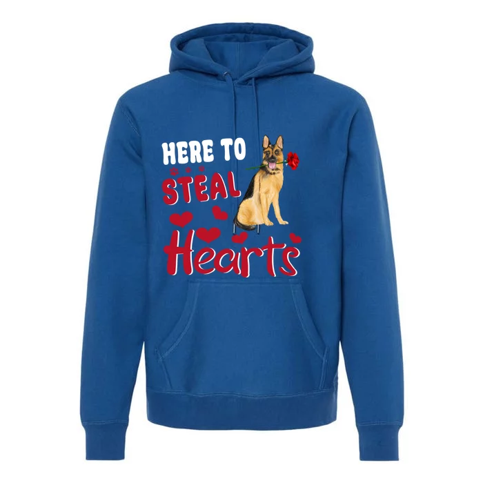 Ger Shepherd Here To Steal Hearts Dog Valentines Day Gift Premium Hoodie