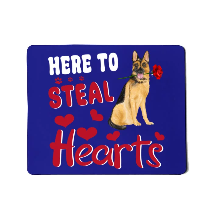 Ger Shepherd Here To Steal Hearts Dog Valentines Day Gift Mousepad