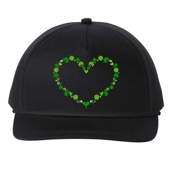 Green Shamrock Heart For St Patricks Day Celebration Outfit Cool Gift Snapback Five-Panel Rope Hat