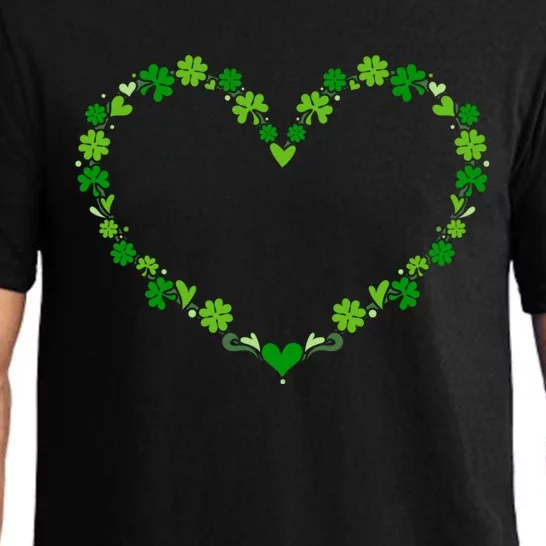 Green Shamrock Heart For St Patricks Day Celebration Outfit Cool Gift Pajama Set