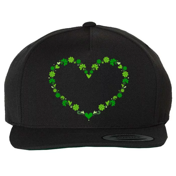 Green Shamrock Heart For St Patricks Day Celebration Outfit Cool Gift Wool Snapback Cap