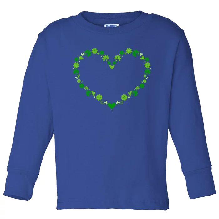 Green Shamrock Heart For St Patricks Day Celebration Outfit Cool Gift Toddler Long Sleeve Shirt