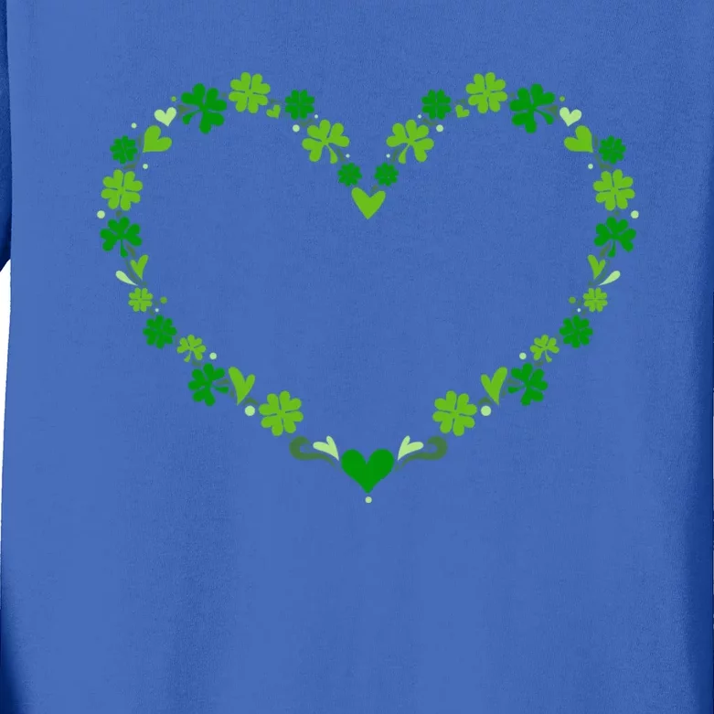 Green Shamrock Heart For St Patricks Day Celebration Outfit Cool Gift Kids Long Sleeve Shirt