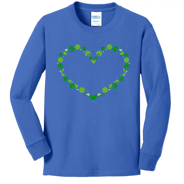 Green Shamrock Heart For St Patricks Day Celebration Outfit Cool Gift Kids Long Sleeve Shirt