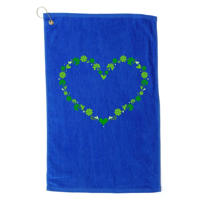 Green Shamrock Heart For St Patricks Day Celebration Outfit Cool Gift Platinum Collection Golf Towel