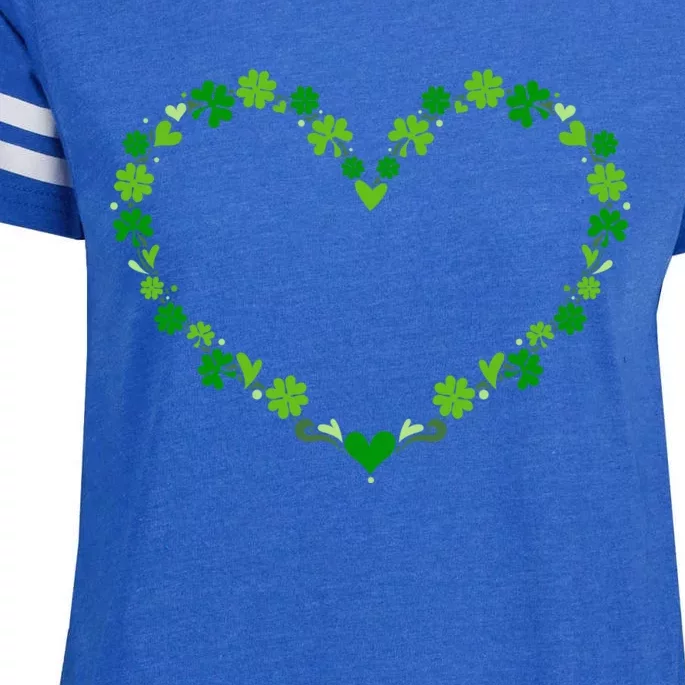 Green Shamrock Heart For St Patricks Day Celebration Outfit Cool Gift Enza Ladies Jersey Football T-Shirt