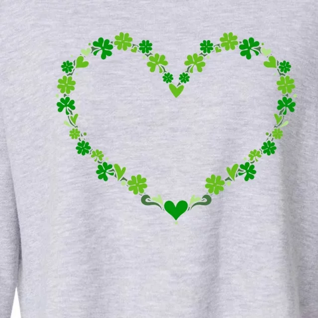 Green Shamrock Heart For St Patricks Day Celebration Outfit Cool Gift Cropped Pullover Crew