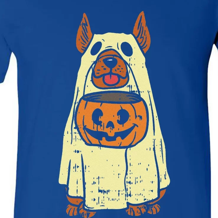 German Shepherd Halloween Costume Dog Owner Ghost Gift V-Neck T-Shirt