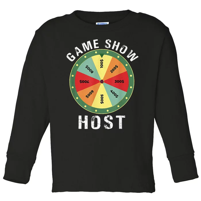 Game Show Host Trivia Board Game Night Questions Vintage Toddler Long Sleeve Shirt