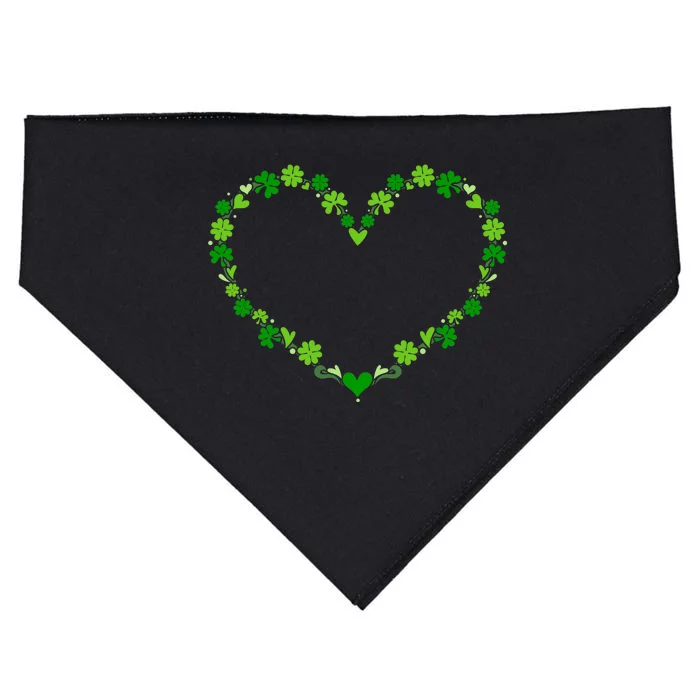 Green shamrock heart for St Patricks day celebration outfit USA-Made Doggie Bandana