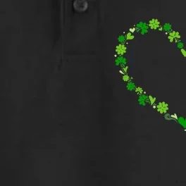 Green shamrock heart for St Patricks day celebration outfit Dry Zone Grid Performance Polo