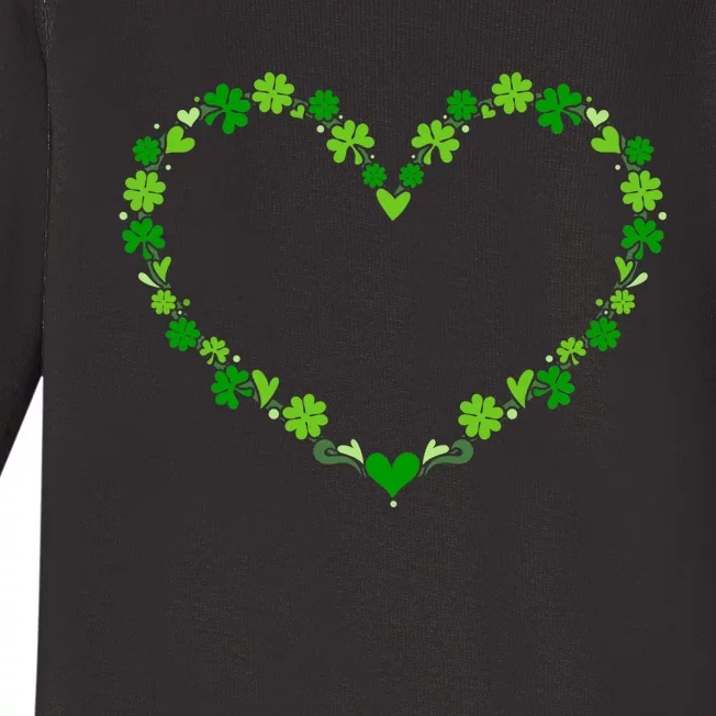 Green shamrock heart for St Patricks day celebration outfit Baby Long Sleeve Bodysuit