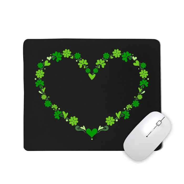 Green shamrock heart for St Patricks day celebration outfit Mousepad