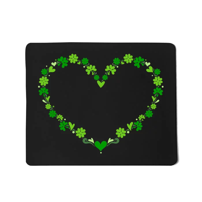 Green shamrock heart for St Patricks day celebration outfit Mousepad