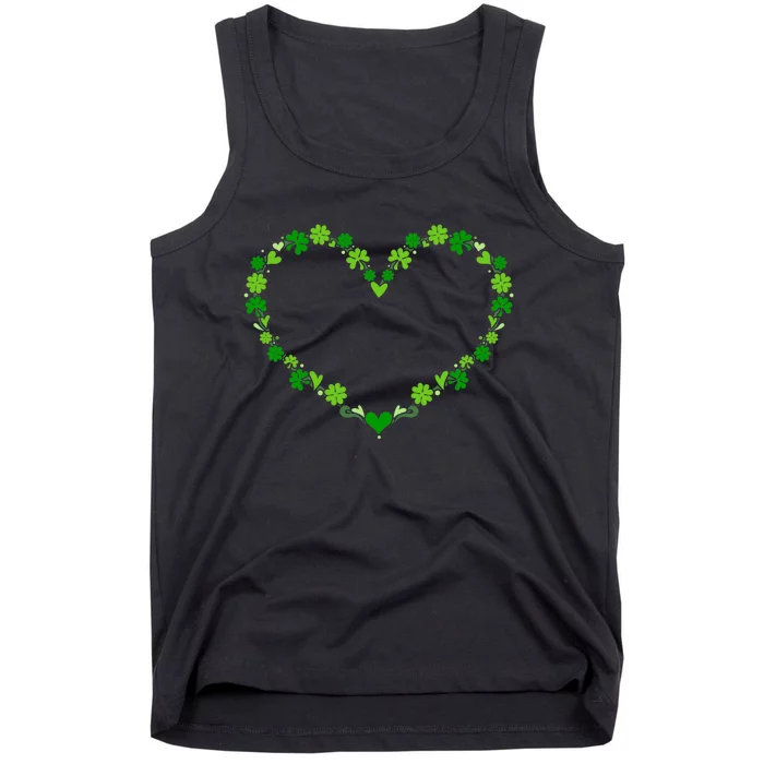 Green shamrock heart for St Patricks day celebration outfit Tank Top