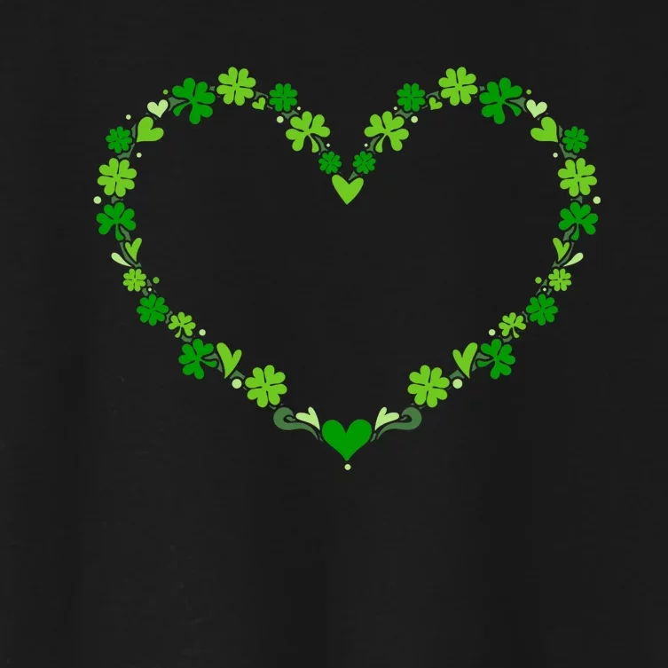 Green shamrock heart for St Patricks day celebration outfit Women's Crop Top Tee