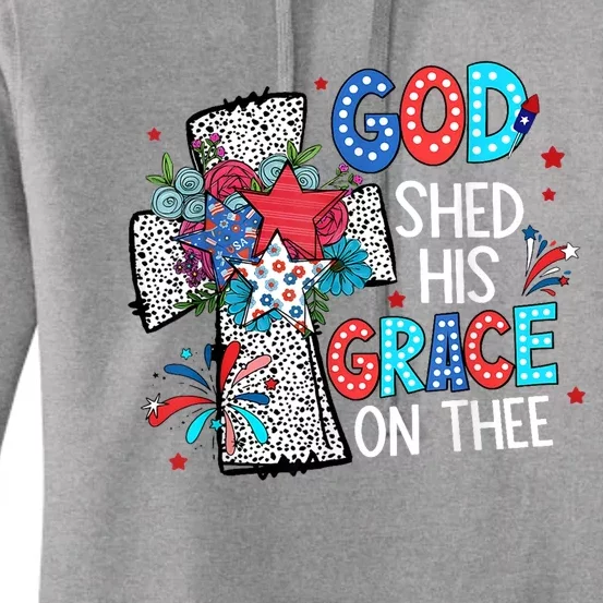 God Shed His Grace On Thee Christian Floral Cross Women's Pullover Hoodie