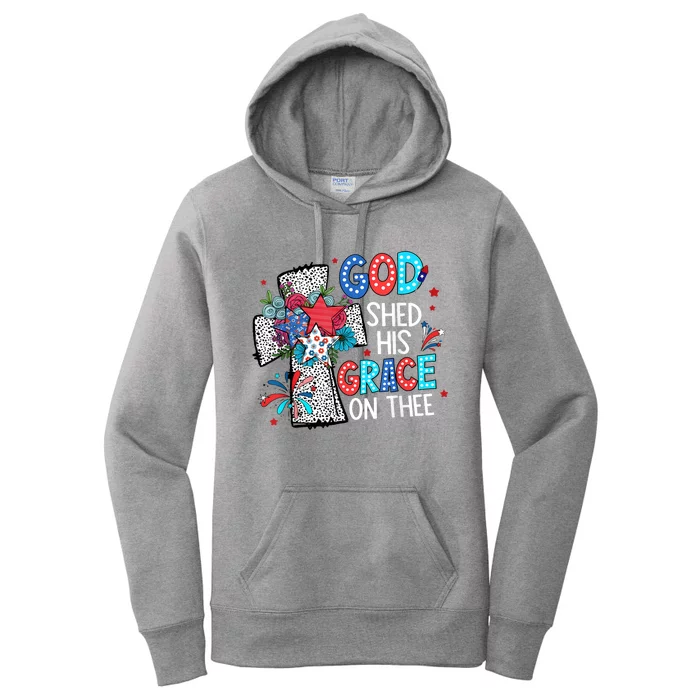 God Shed His Grace On Thee Christian Floral Cross Women's Pullover Hoodie