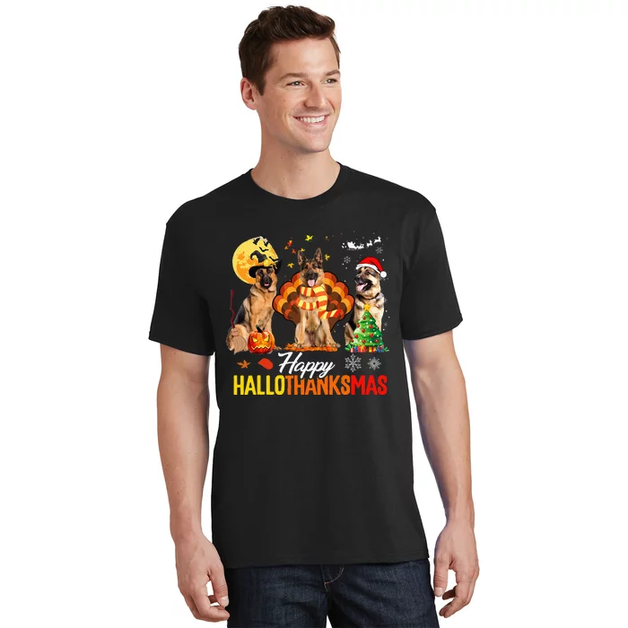 German Shepherd Hallothanksmas Halloween Thanksgiving Xmas T-Shirt