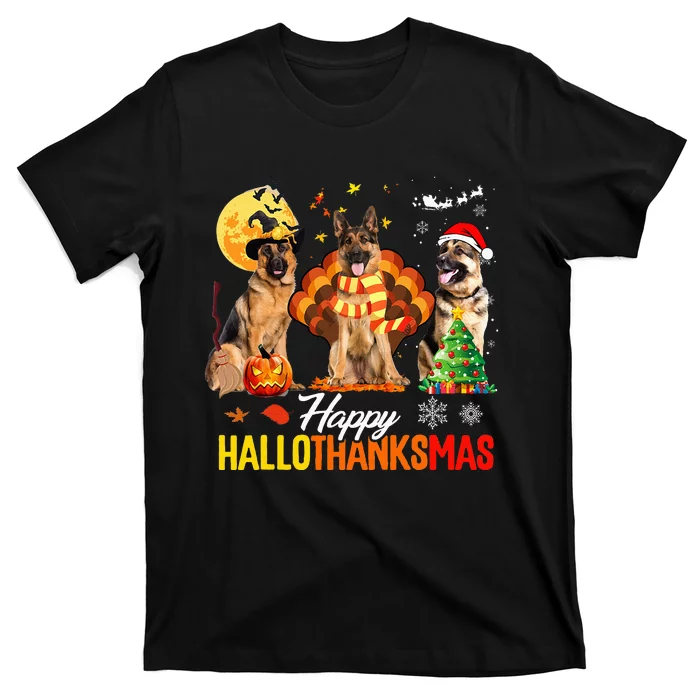 German Shepherd Hallothanksmas Halloween Thanksgiving Xmas T-Shirt