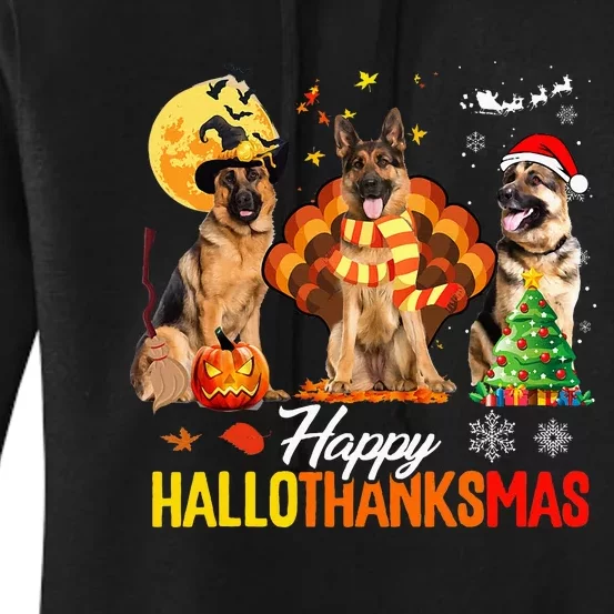 German Shepherd Hallothanksmas Halloween Thanksgiving Xmas Women's Pullover Hoodie