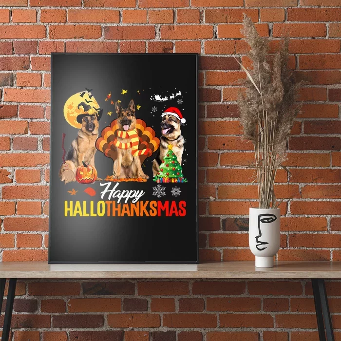 German Shepherd Hallothanksmas Halloween Thanksgiving Xmas Poster