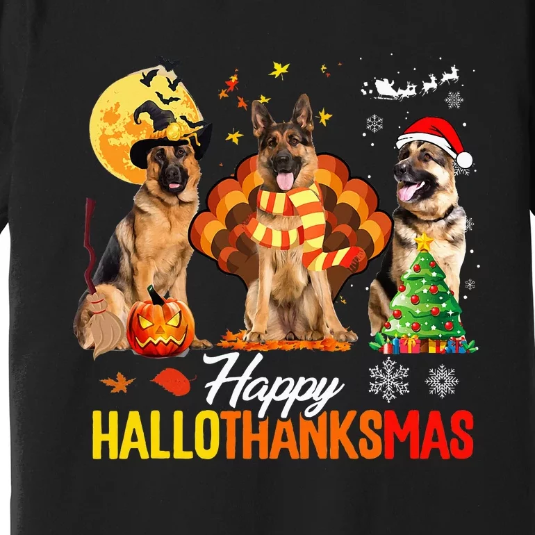 German Shepherd Hallothanksmas Halloween Thanksgiving Xmas Premium T-Shirt