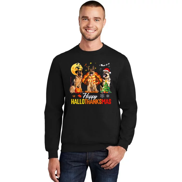 German Shepherd Hallothanksmas Halloween Thanksgiving Xmas Tall Sweatshirt