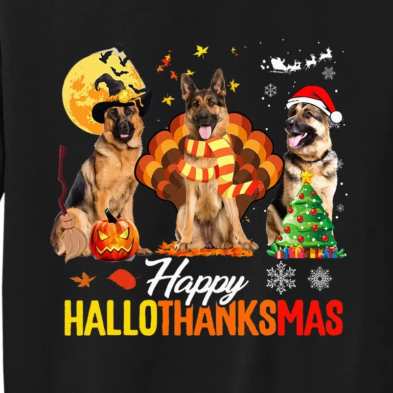 German Shepherd Hallothanksmas Halloween Thanksgiving Xmas Tall Sweatshirt