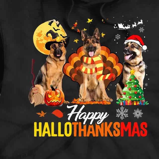 German Shepherd Hallothanksmas Halloween Thanksgiving Xmas Tie Dye Hoodie