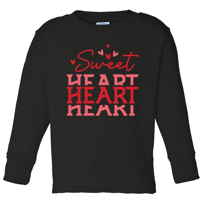 Groovy Sweet Heart Retro Valentine's Day Gift Toddler Long Sleeve Shirt