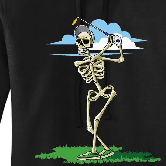 Golfing Skeleton Halloween Golf Halloween Golfer Women's Pullover Hoodie