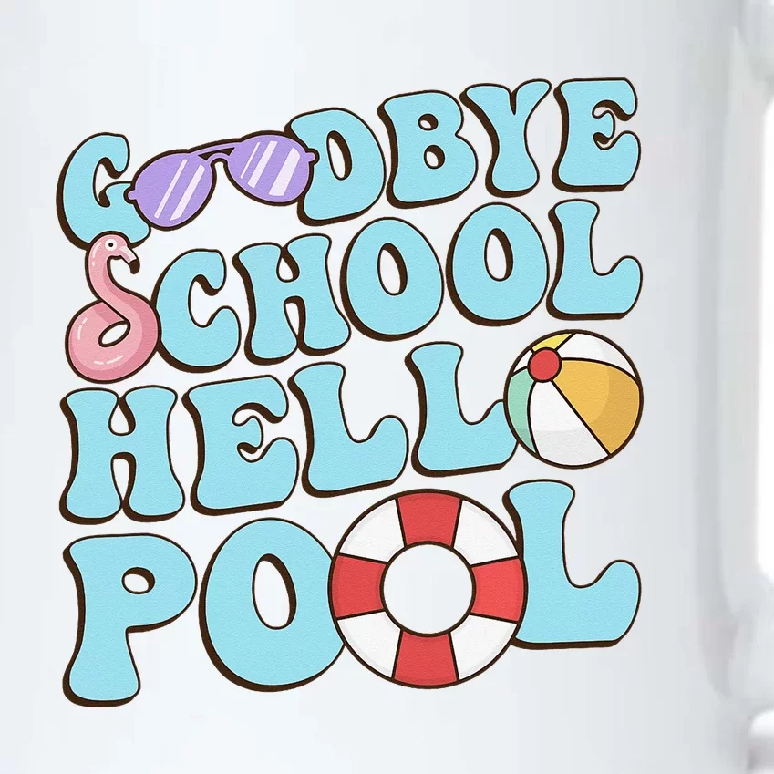 Goodbye School Hello Pool Summer Break Last Day of School Black Color Changing Mug