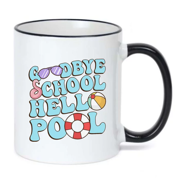 Goodbye School Hello Pool Summer Break Last Day of School Black Color Changing Mug