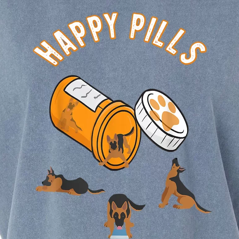 German Shepherd Happy Pills Funny Gifts For Owner Dog GSD Garment-Dyed Women's Muscle Tee