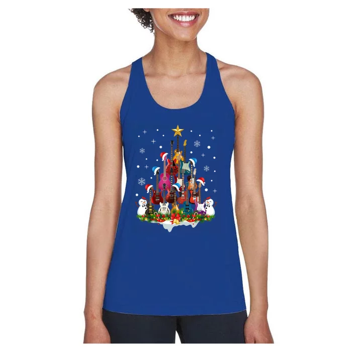 Guitar Santa Hat Christmas Tree Funny Music Loves Xmas Meaningful Gift Women's Racerback Tank