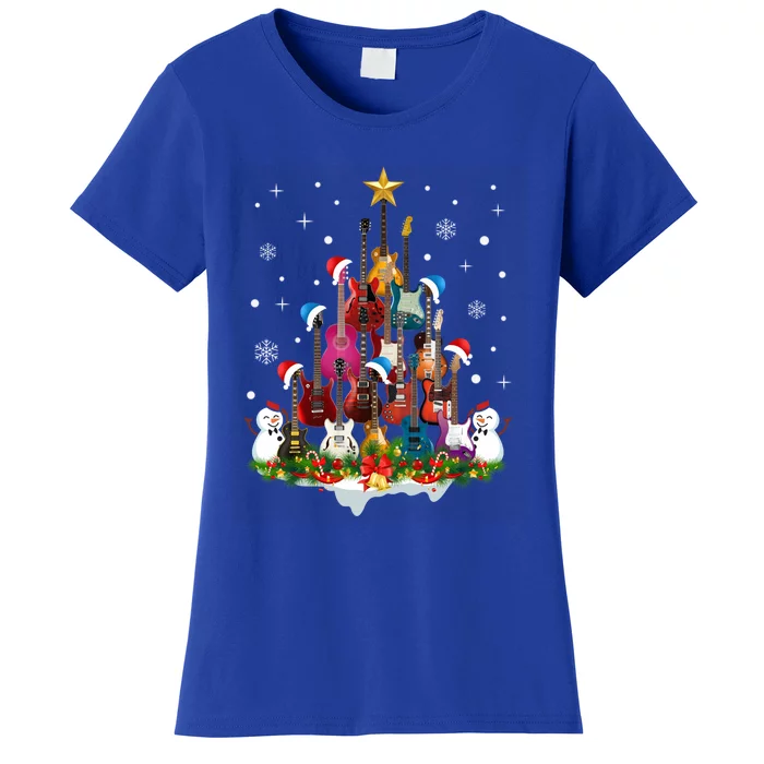 Guitar Santa Hat Christmas Tree Funny Music Loves Xmas Meaningful Gift Women's T-Shirt