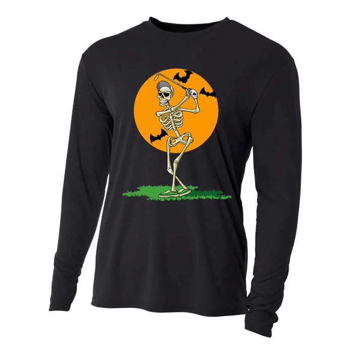 Golfing Skeleton Halloween Golf Halloween Golfer Cooling Performance Long Sleeve Crew