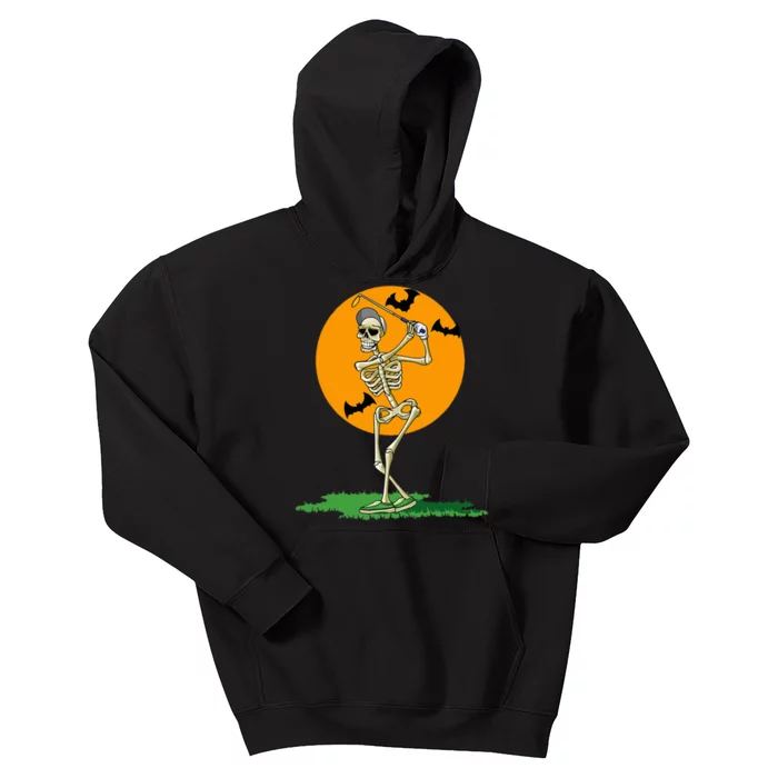 Golfing Skeleton Halloween Golf Halloween Golfer Kids Hoodie