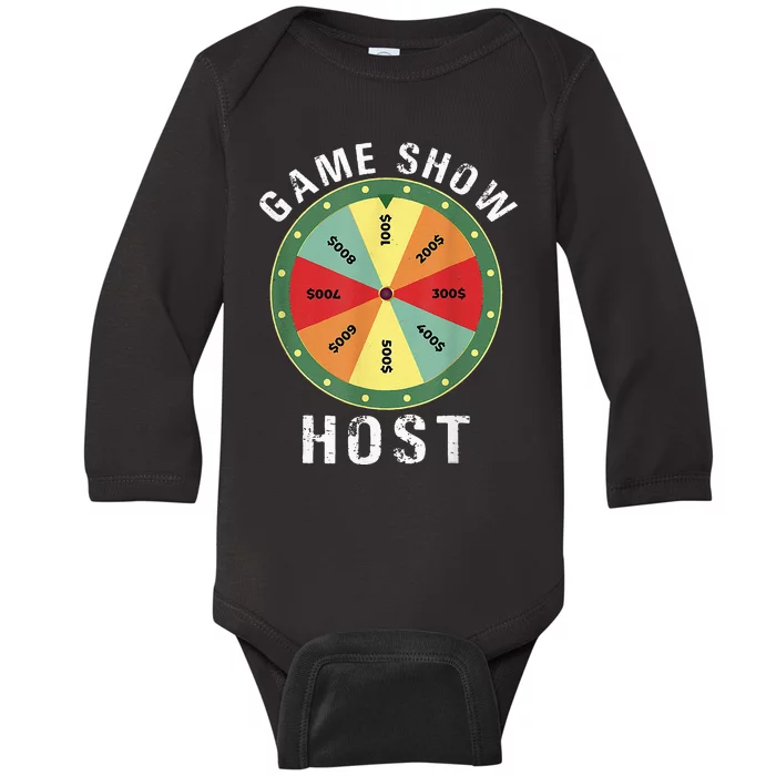 Game Show Host Trivia Board Game Night Questions Vintage Baby Long Sleeve Bodysuit