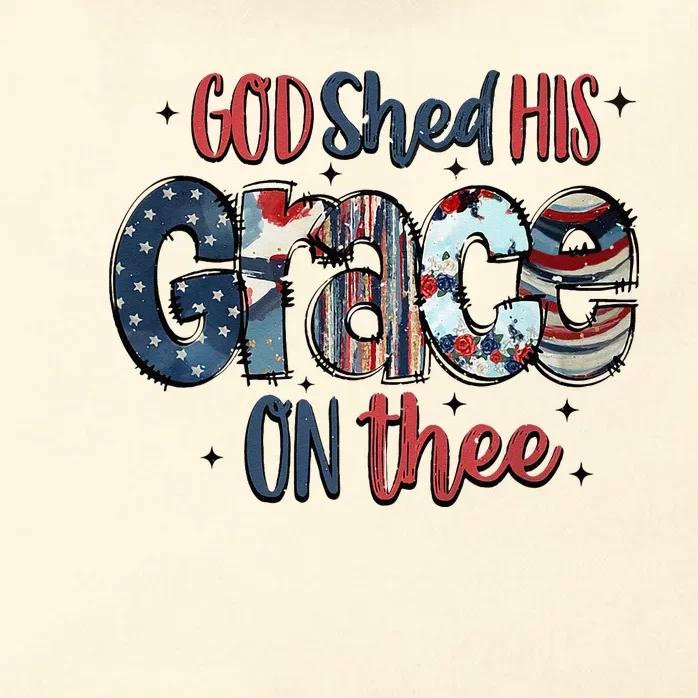 God Shed His Grace On Thee 4th Of July Groovy Patriotic Zip Tote Bag