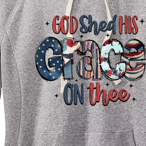 God Shed His Grace On Thee 4th Of July Groovy Patriotic Women's Fleece Hoodie