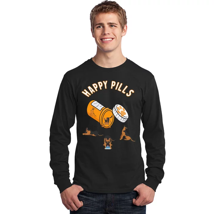 German Shepherd Happy Pills Funny Gifts For Owner Dog GSD Long Sleeve Shirt