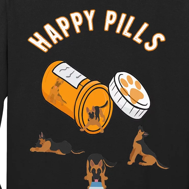 German Shepherd Happy Pills Funny Gifts For Owner Dog GSD Long Sleeve Shirt