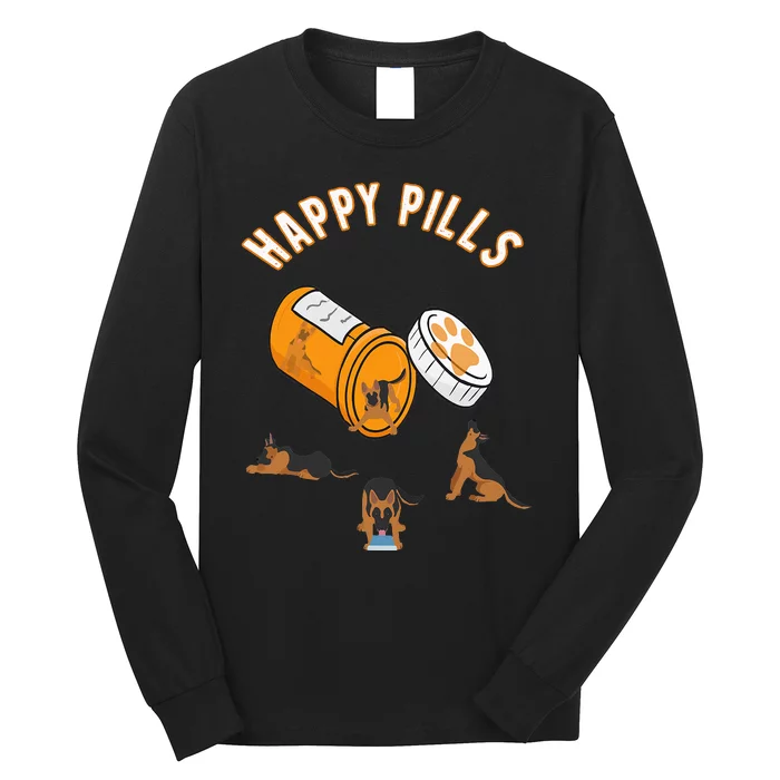 German Shepherd Happy Pills Funny Gifts For Owner Dog GSD Long Sleeve Shirt