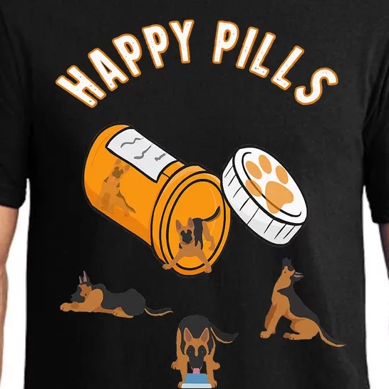 German Shepherd Happy Pills Funny Gifts For Owner Dog GSD Pajama Set