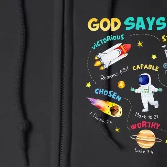 God Says I Am Outer Space Themed Bible Christian Full Zip Hoodie