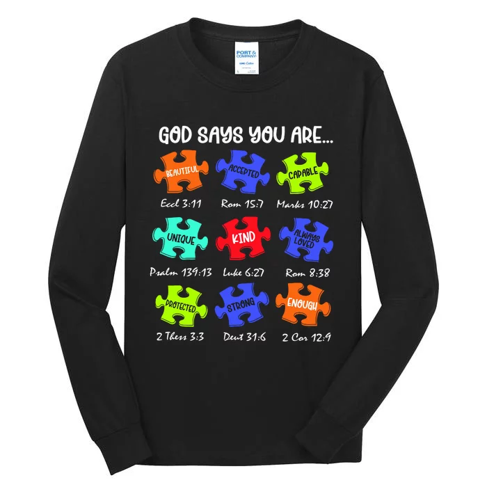 God Says I Am Autism Png Retro Autism Tall Long Sleeve T-Shirt